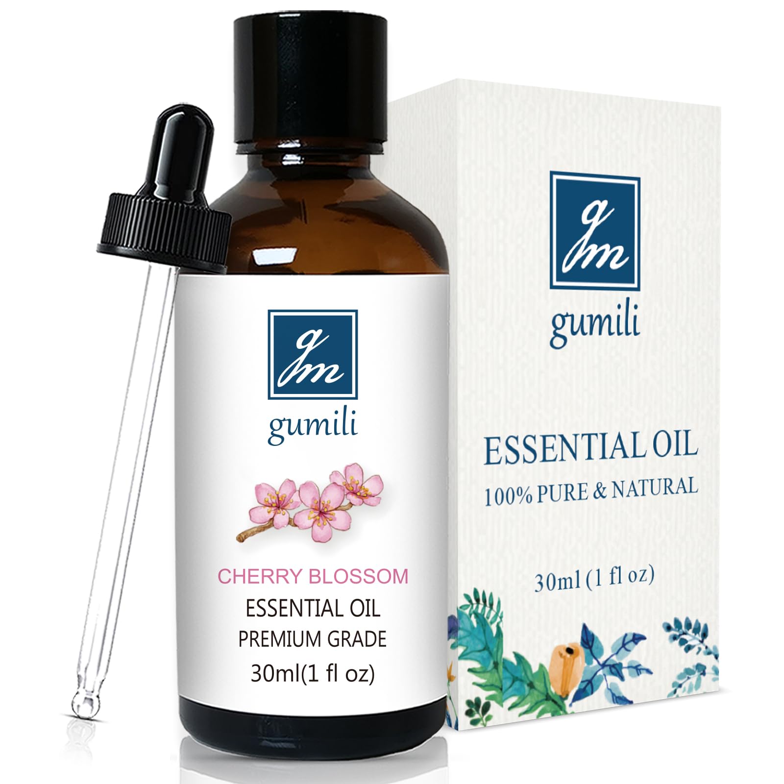 GM Gumili Cherry Blossom Essential Oil, Home Fragrance Oil, Scent Oil for Candle Making, Soap, Dryer Balls, Diffusers, Laundry, 