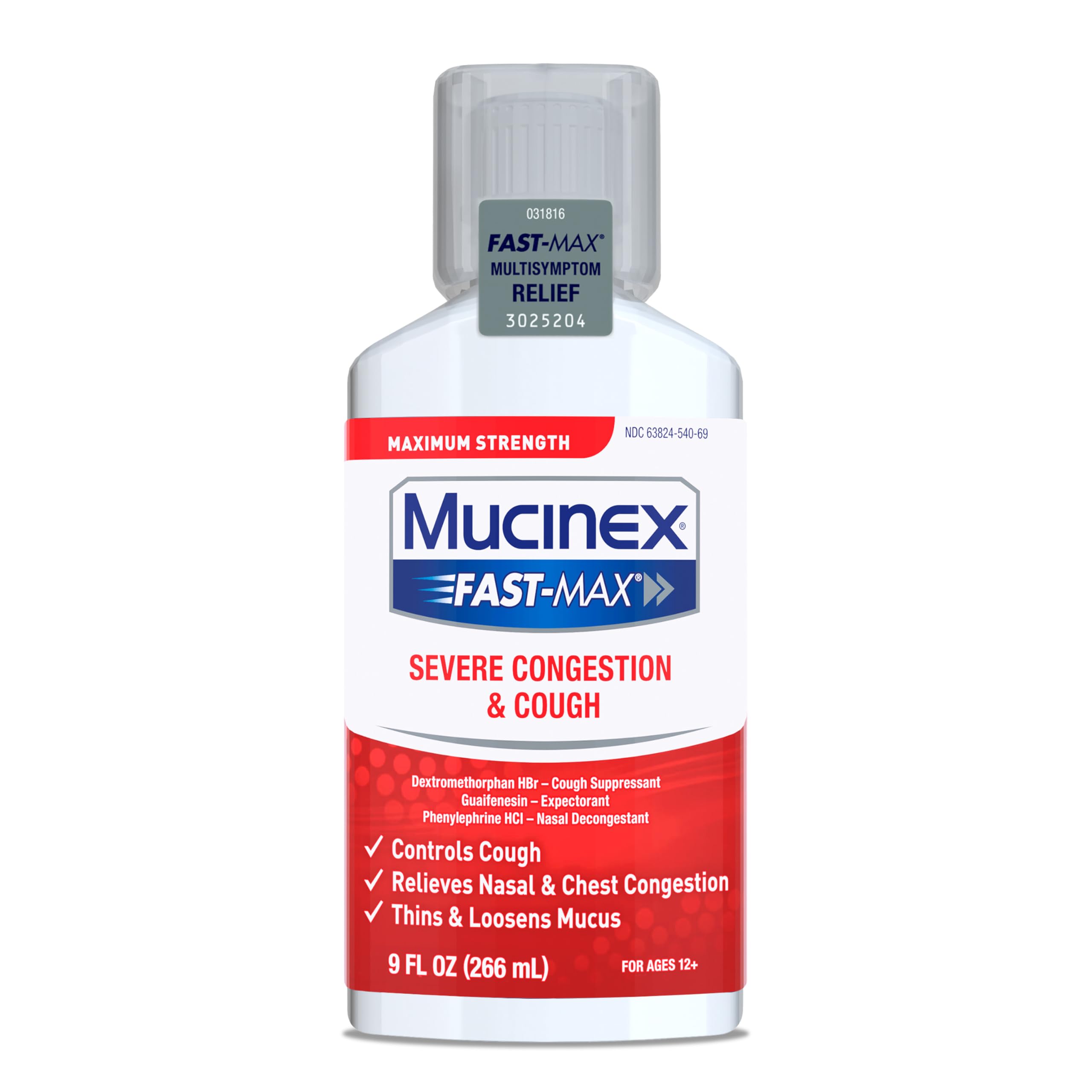 Mucinex Fast-Max Severe Congestion and Cough Liquid, 9 fl. oz., Fast Acting Maximum Strength Formula for Multi-symptom Relief (p