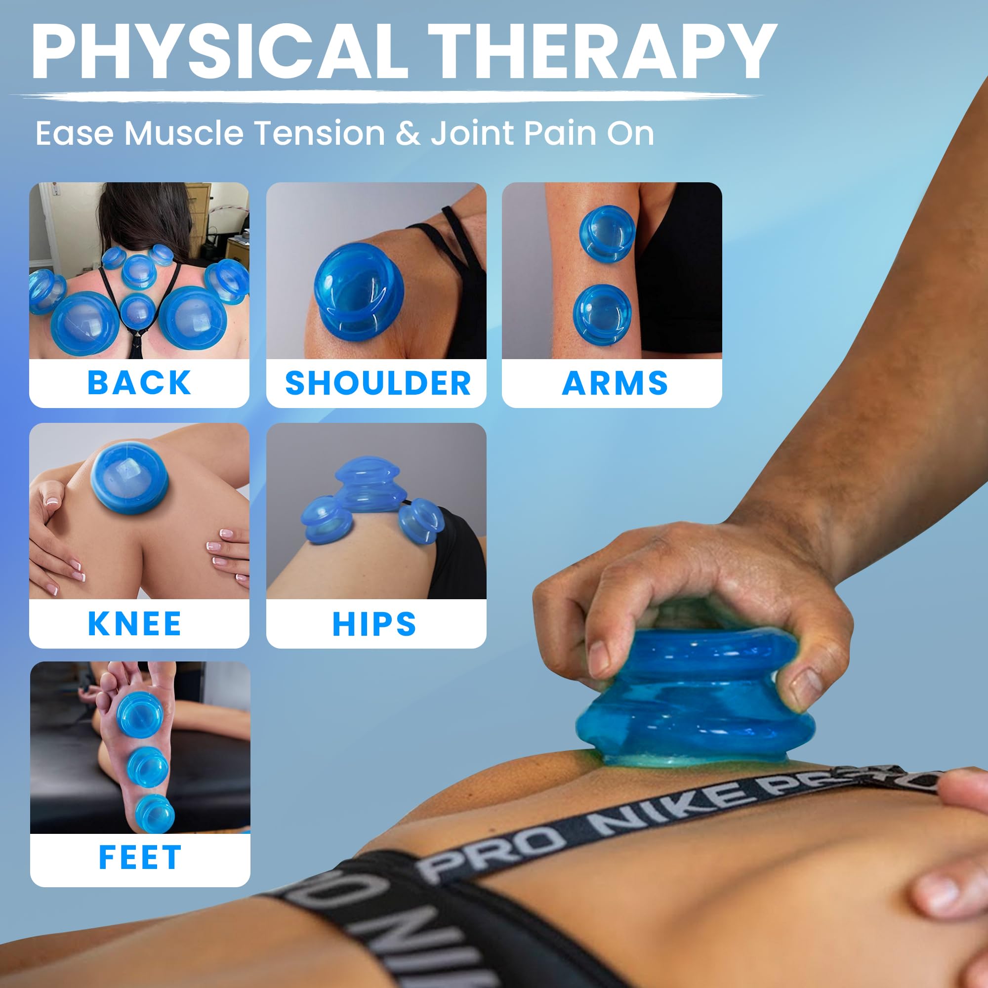 EDGE Silicone Cupping Set, Cupping Kit for Massage Therapy, Long Lasting Cups for Professional & Home Use, Body Sculpt Cup for C
