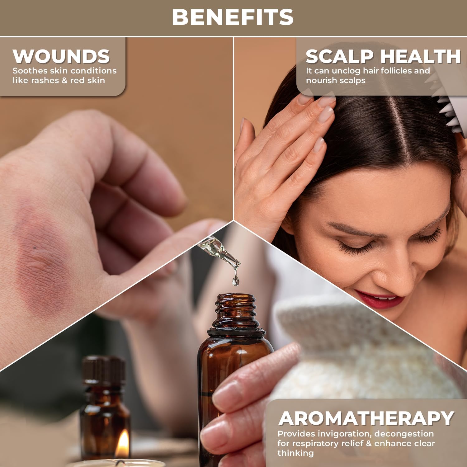 USDA Organic Camphor Essential Oil - 100% Pure, Natural, Steam Distilled Camphor Oil for Aromatherapy, Skin and Hair Care - Ther