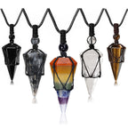 Top Plaza 5 Pcs Healing Crystal Necklaces Stone 6 Facet Pointed Pendant Necklaces Adjustable Natural Reiki Gemstone Necklace Qua