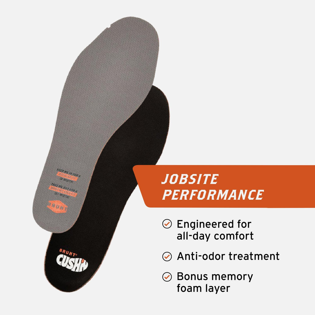 BRUNT Standard CUSHN Insoles - Comfort Wook Boot Insoles - Built with CUSHN Technology - Moisture Wicking - Anti-Odor Treatment