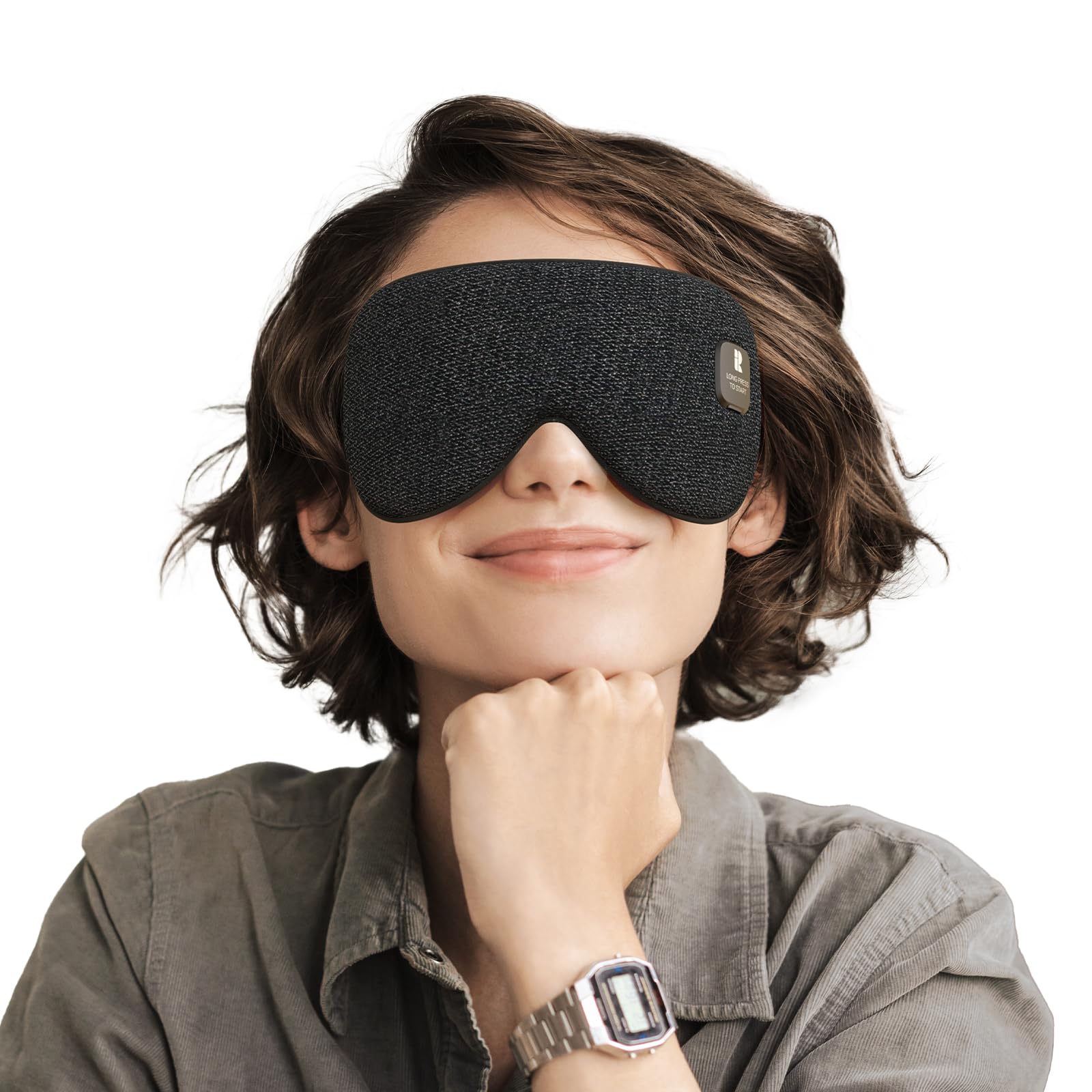 Heated Eye Mask, Cordless Heat Eye Compress for Dry Eye Stye Relax, Blackout Electric Warm Eye Mask for Airplane Sleeping for Tr
