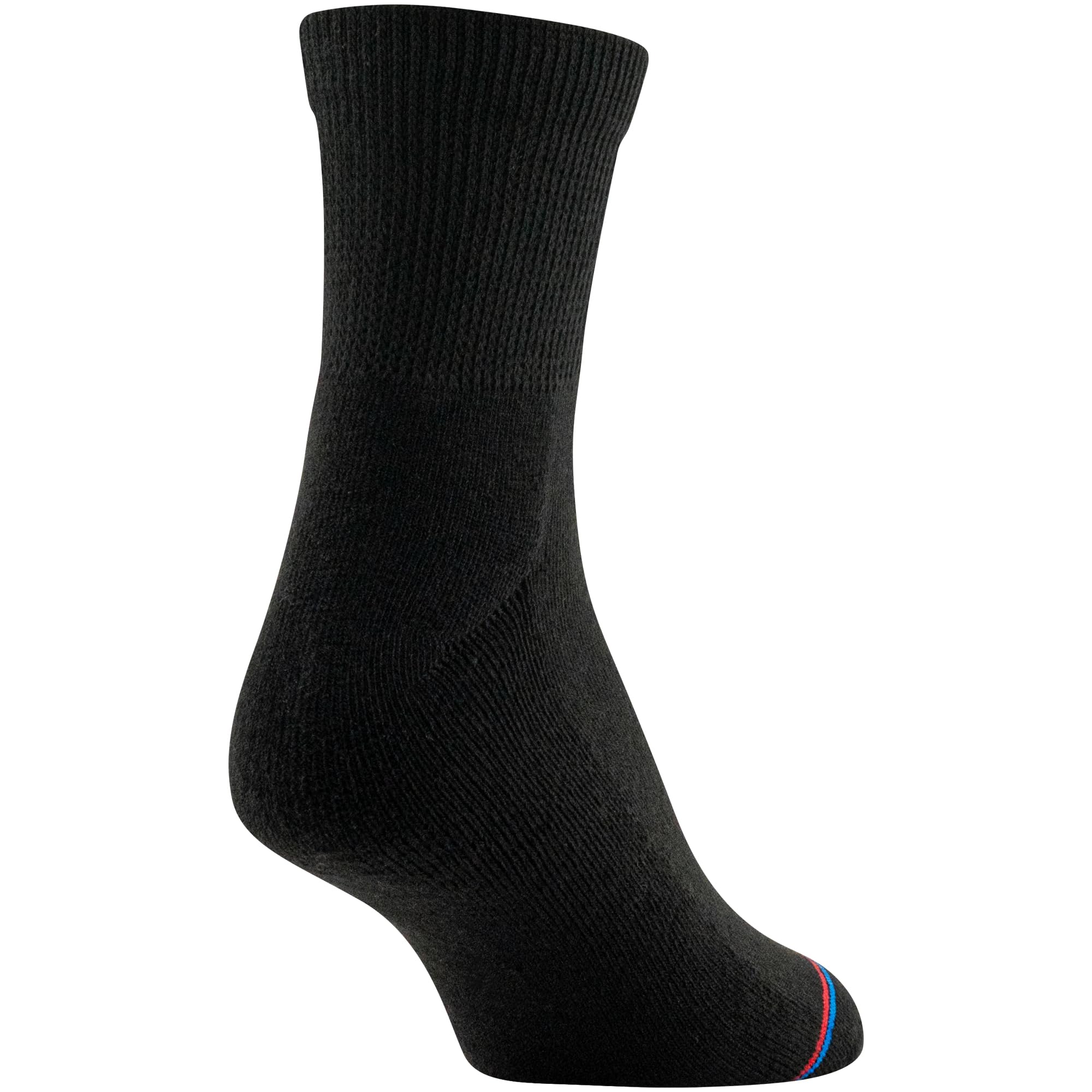 MediPEDS Quarter Socks with Non-Binding Top and Cushion, Multipairs, Black (4-Pairs), Shoe Size: Men's 7-12 Women's 10-13