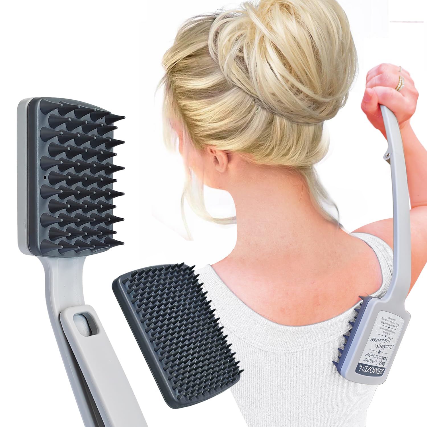 Back Scratcher for Men/Adults/Women -Folding Backscratcher Scalp Massager w/2PCS Replaceable Scratching Heads - Large Scratch Ar