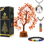 Carnelian Crystal Trees for Home Decor, Office Desk Decoration, Chakra Healing Crystals and Stone for Positive Energy, Money, Go