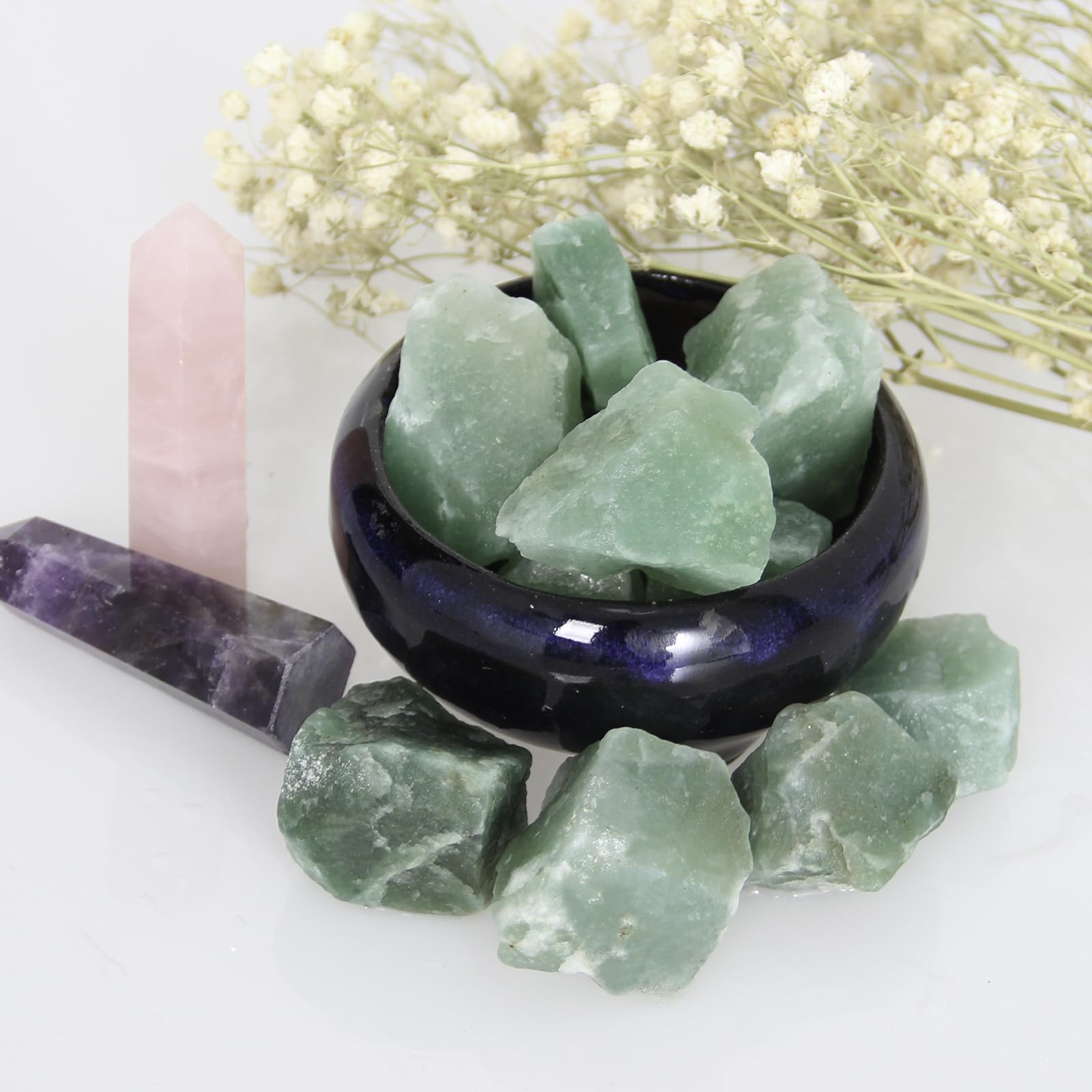1.1lb Bulk Raw Green Aventurine Rough Crystal-Natural Green Aventurine Raw Stones Crystal for Tumbling, Cabbing, Fountain Rocks,