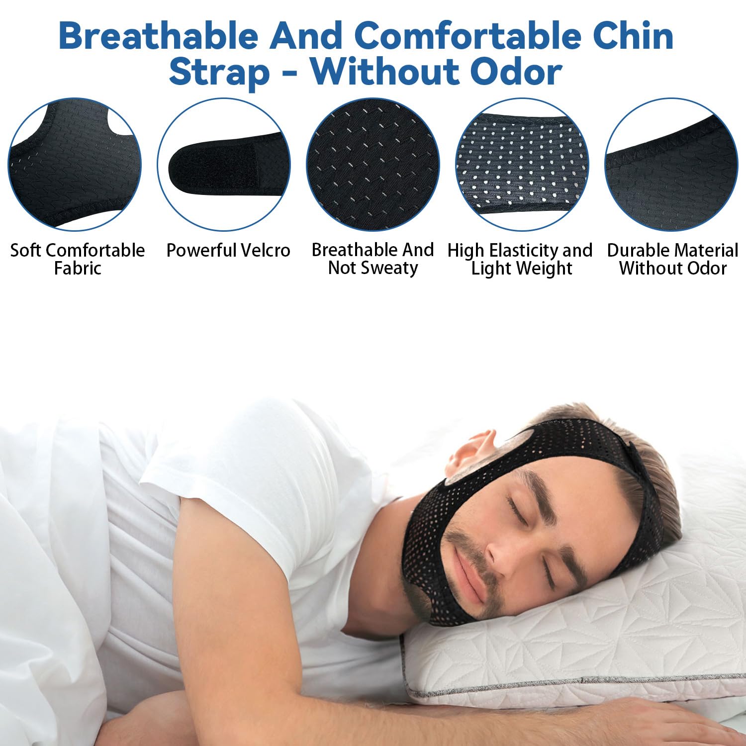 Chin Strap for CPAP Users,Chin Strap for Snoring,Adjustable & Breathable Anti Snoring Chin Strap for Sleeping, Jaw Strap for Sle