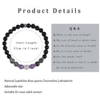 Gracayfr Anxiety Relief Bracelet Protection Black Tourmaline Labradorite Lepidolite Rose Quartz Healing Crystal Grief Support Gi
