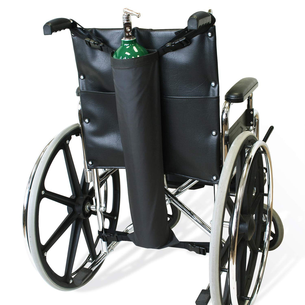 NYOrtho Oxygen Tank Holder for Wheelchair - D & E Cylinder Transport Bag Adjustable Straps Easy to Clean, Heavy Duty, Waterproof