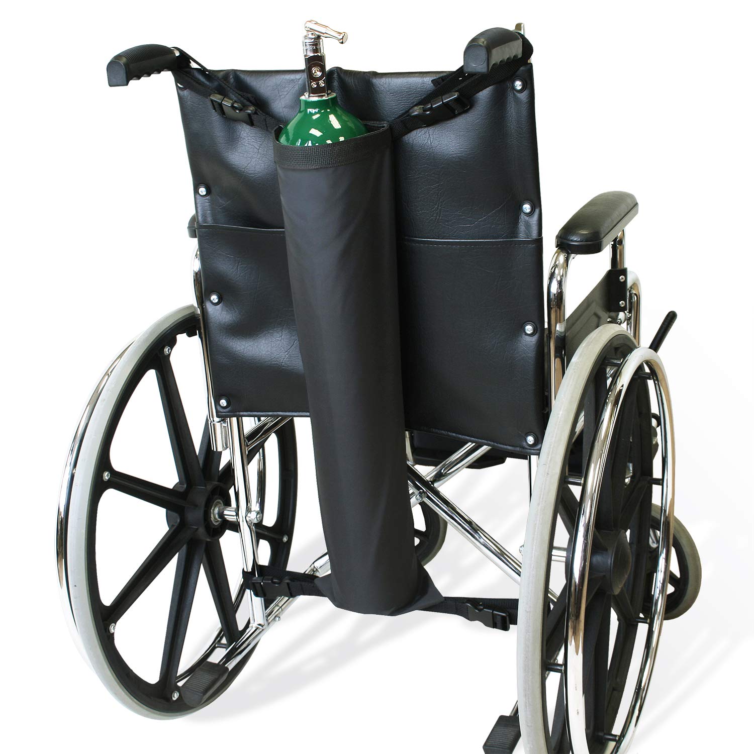 NYOrtho Oxygen Tank Holder for Wheelchair - D & E Cylinder Transport Bag Adjustable Straps Easy to Clean, Heavy Duty, Waterproof