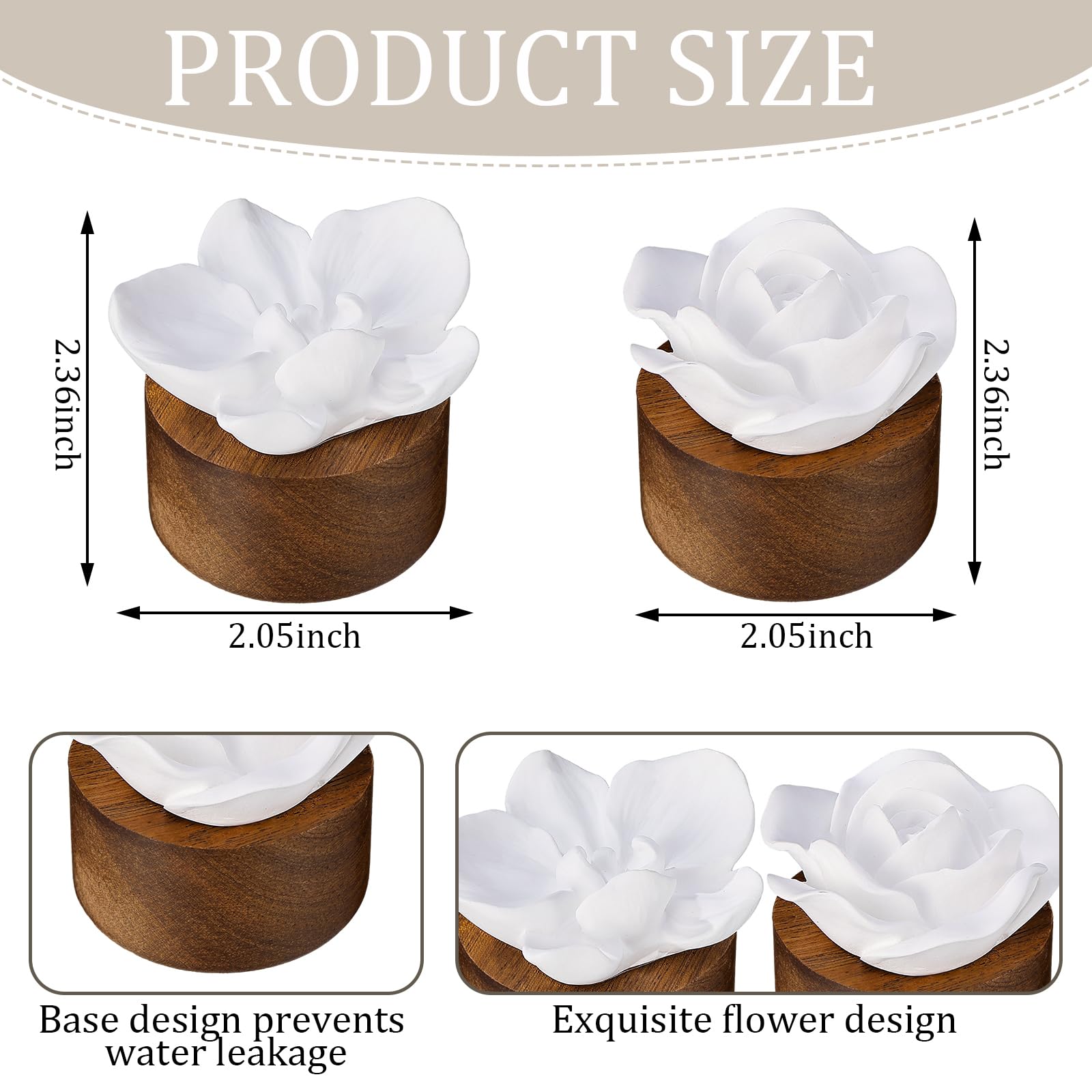 Acellegic 2 Pcs Flower Diffusers Phalaenopsis Rose Flower Ceramic Aromatherapy Essential Oil Passive Diffusers Non Electric Batt