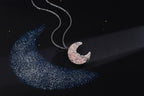 MAIBAOTA Rose Quartz Necklace Healing Crystal Stones Tree Life Wire Wrapped Crescent Moon Phase Pendant Necklace Mothers Day Gif