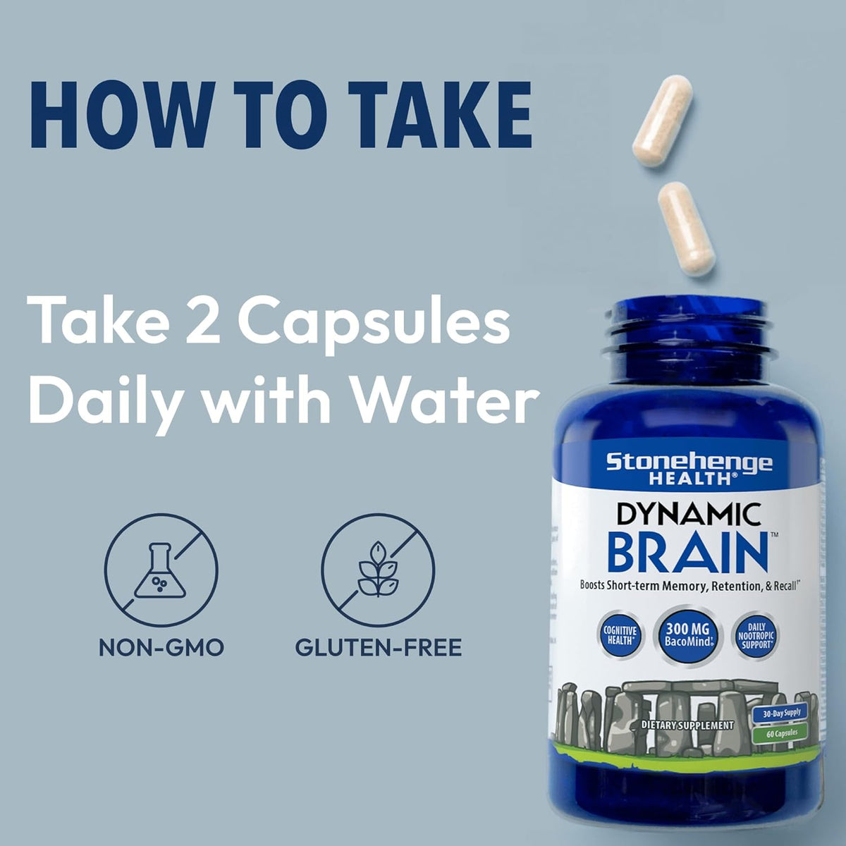 Stonehenge Health Dynamic Brain - Memory, Focus, Clarity & Mental Energy Dietary Supplement (60 Capsules)