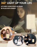 FARRIDE Light Therapy Lamp 10000 Lux Sun Lamp with 3 Color Temperatures, Adjustable Brightness, 4 Timer & Memory Function, Full