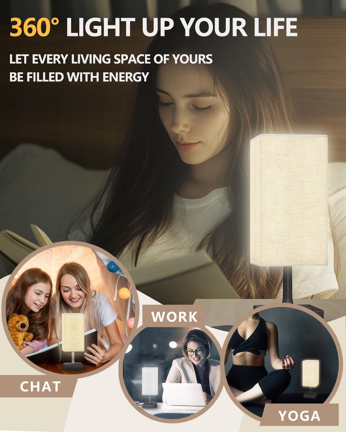 FARRIDE Light Therapy Lamp 10000 Lux Sun Lamp with 3 Color Temperatures, Adjustable Brightness, 4 Timer & Memory Function, Full