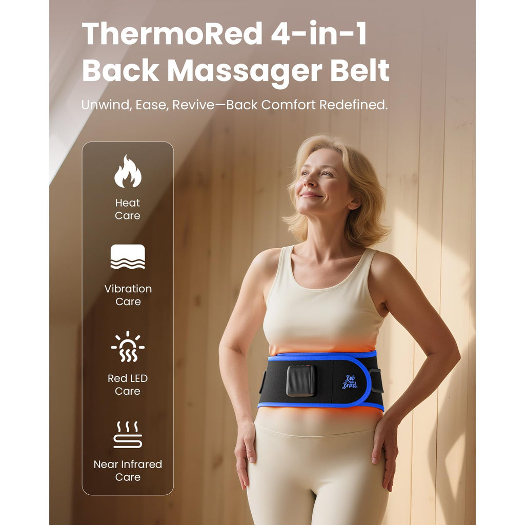 BOB AND BRAD ThermoRed Heating Pad Belt Massager for Lower Back Support, FSA Cordless Wearable Near Infrared Heat & Red Light Lu