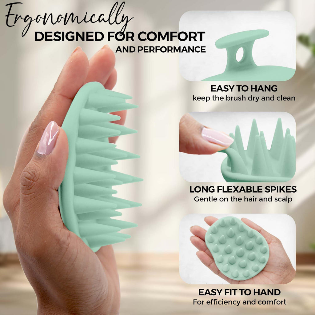 Fiora Naturals Scalp Massager Shampoo Brush - Silicon Scrubber & Exfoliator for Dandruff Removal and Hair Growth, Brush for Wet
