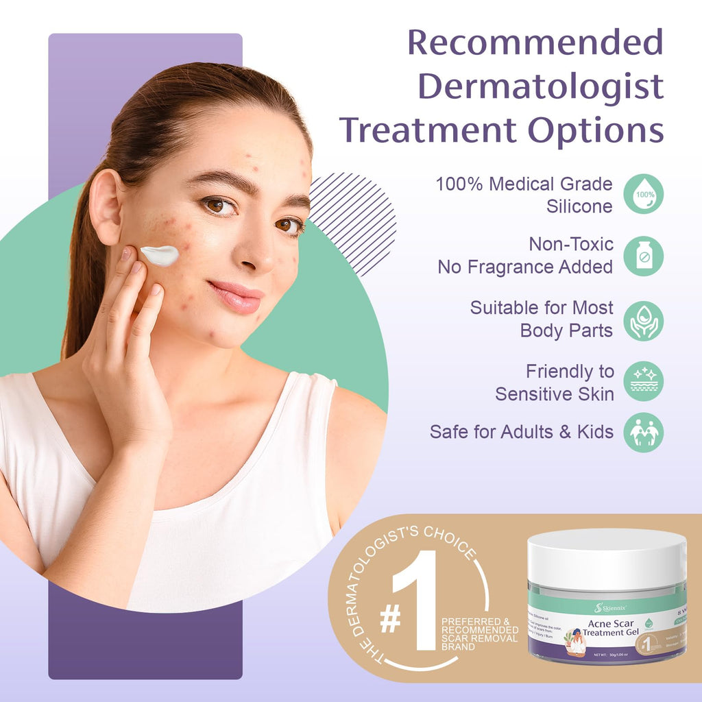 Skiennix Acne Scar Treatment for Face, Advanced Scar Gel, Treats Old and New Scars, Reduces the Appearance of Scars for Face Acn