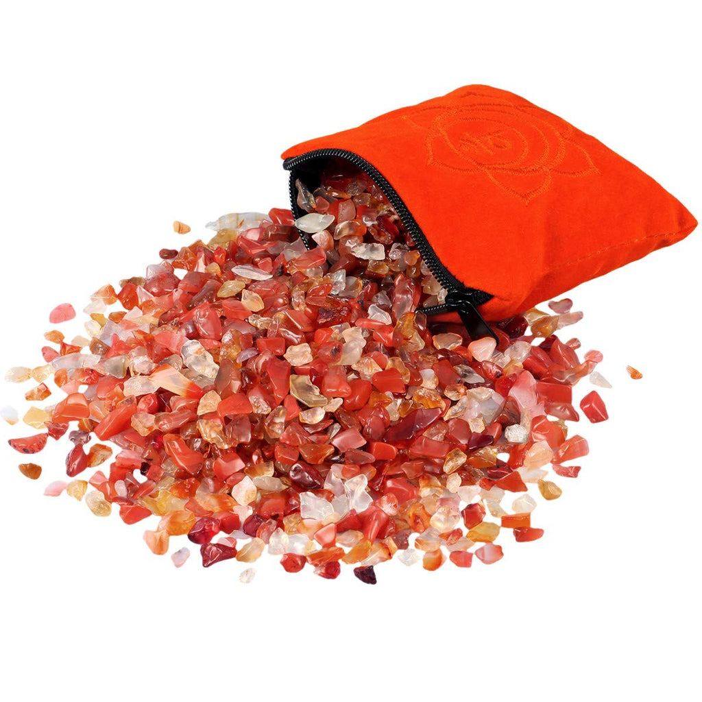 SUNYIK Natural Carnelian Tumbled Chip Stone, Sacral Chakra Crystal Pillow for Healing Reiki, Sphere Sculpture Figurine Point Dis