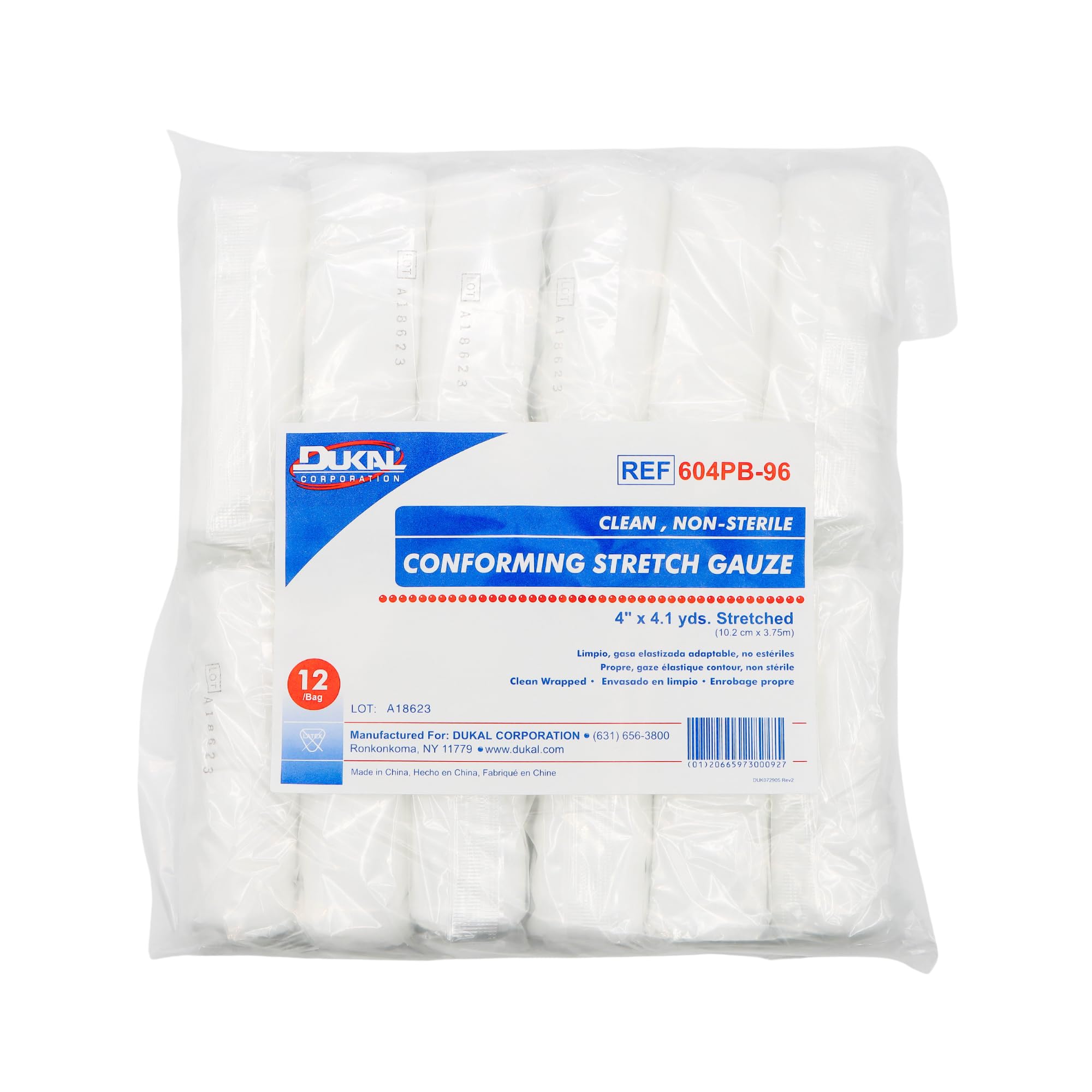 Case of Conforming Stretch Gauze, 96 Clean Wrapped Rolls, 4x4.1yds By Dukal