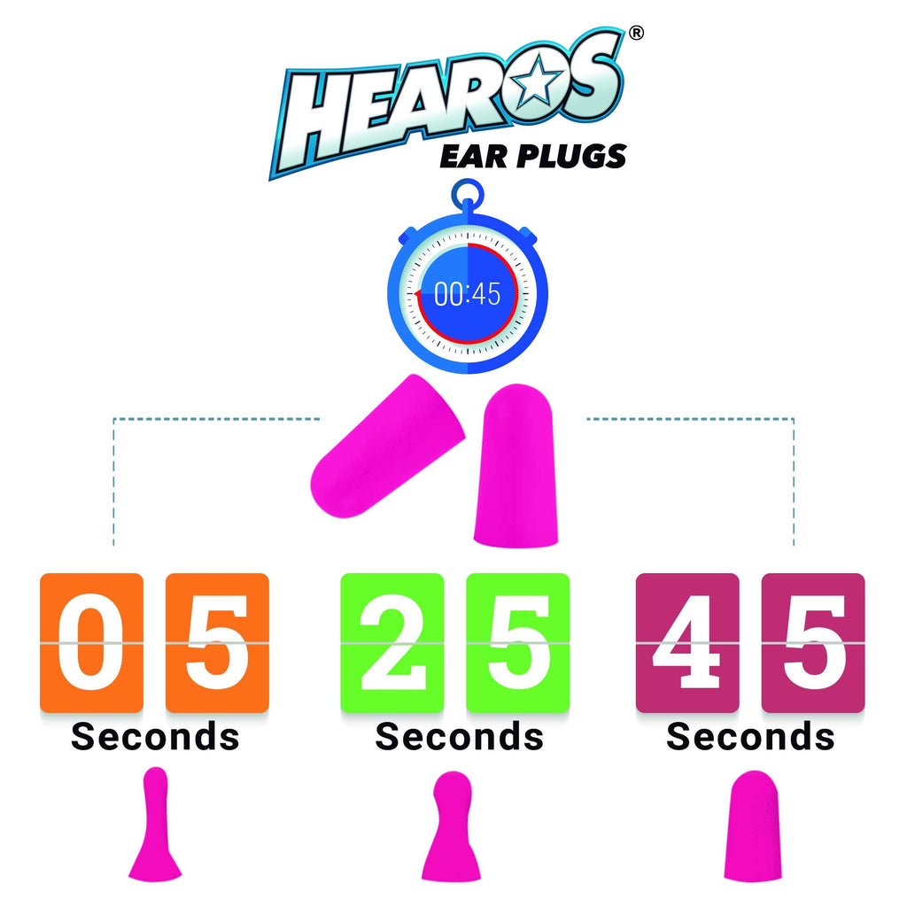 HEAROS Sleep Pretty in Pink Ear Plugs For Sleeping, 14 Pair (Pack of 1)