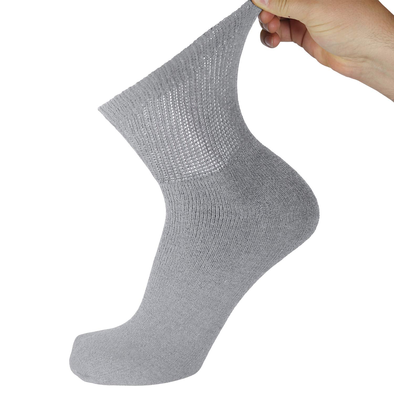 Big and Tall Diabetic Neuropathy Ankle Socks, King Size Mens Athletic Quarter Socks (Size: 13-16) (Gray, 12)