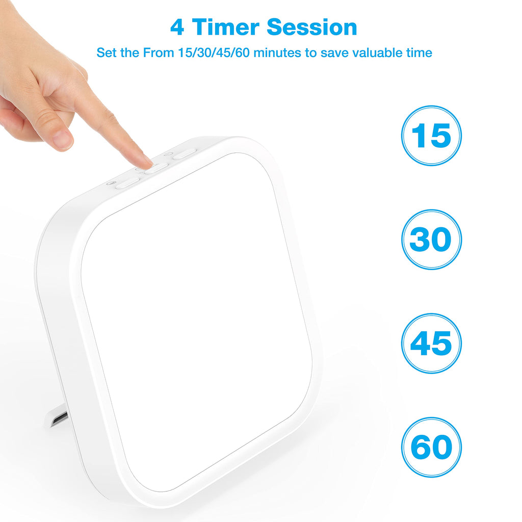 Qoosseine Light Therapy Lamp - 10000 Lux UV-Free Light Box with 4 Brightness Levels, 4 Color Temperatures, 4 Timer Functions and