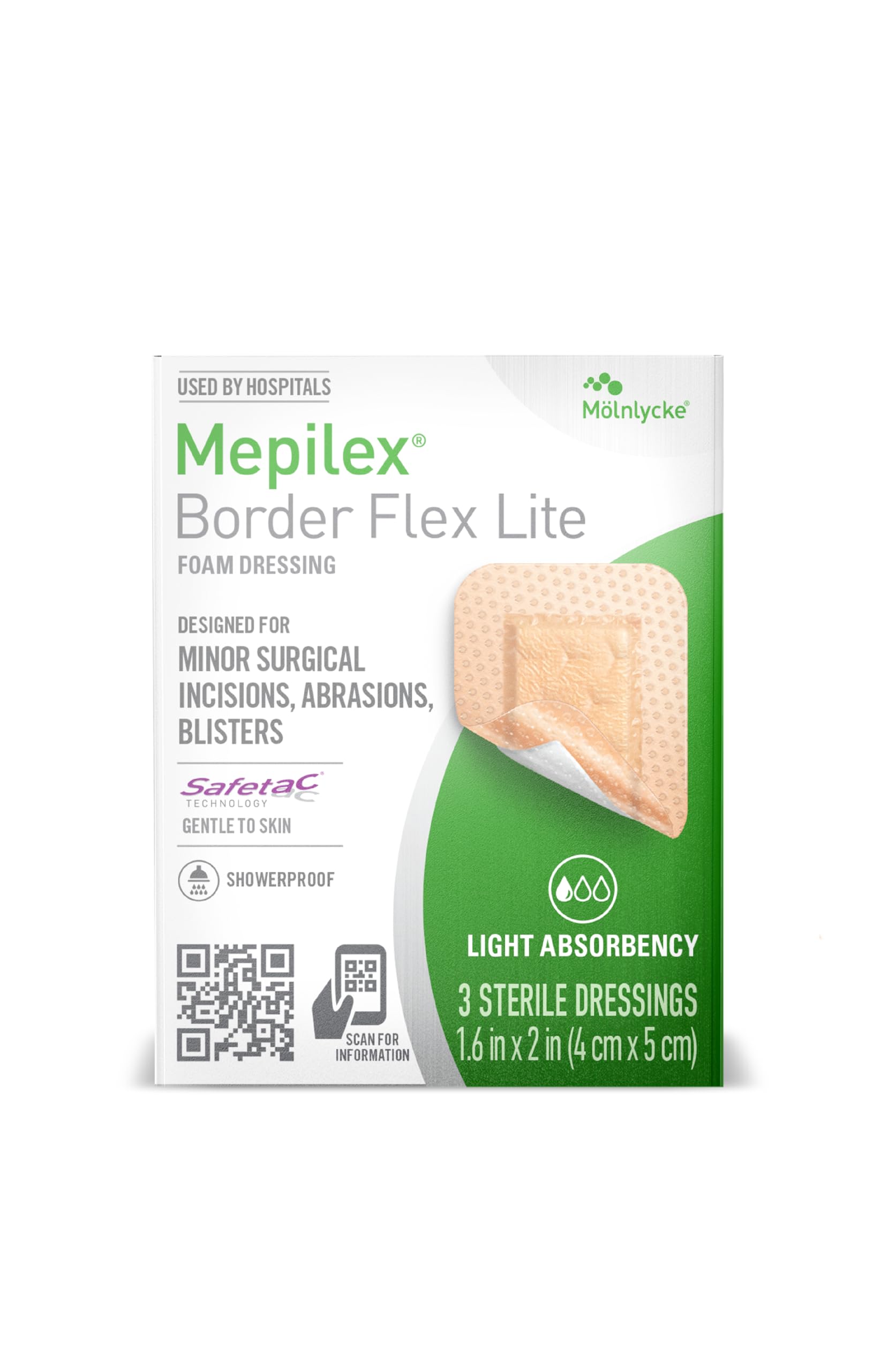 Mepilex Border Flex Lite 1.6 x 2 in (4x5 cm) Hospital Grade Dressings for Minor Surgical Incisions, Abrasions and Blisters for u
