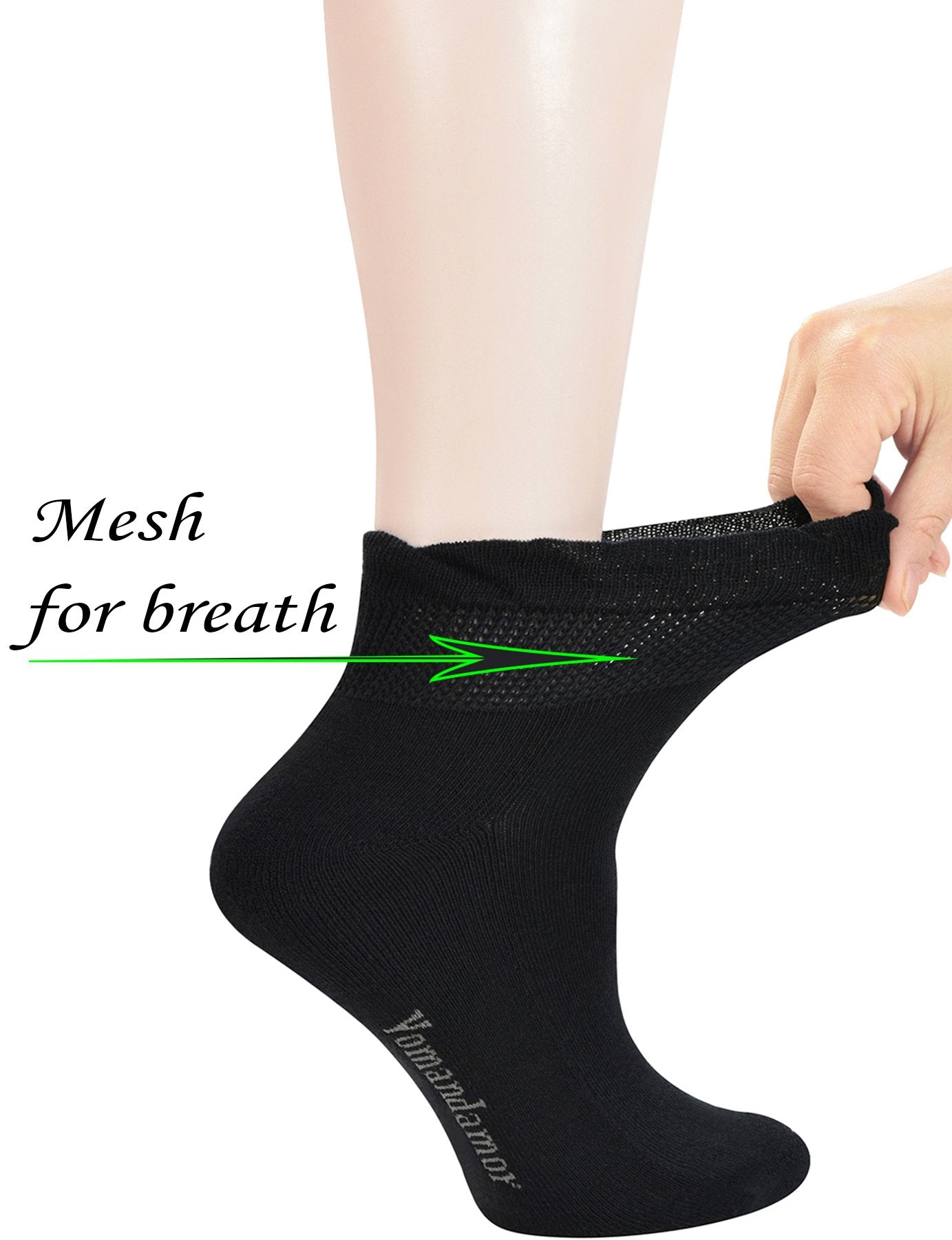 Yomandamor Women's 5 Pairs Non-binding Diabetic Ankle Dress/Casual Socks with Seamless Toe