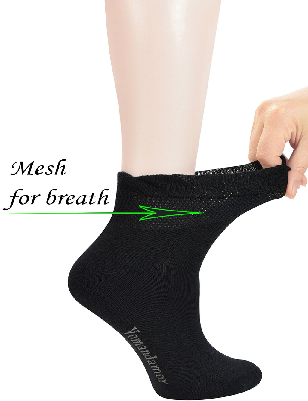 Yomandamor Women's 5 Pairs Non-binding Diabetic Ankle Dress/Casual Socks with Seamless Toe