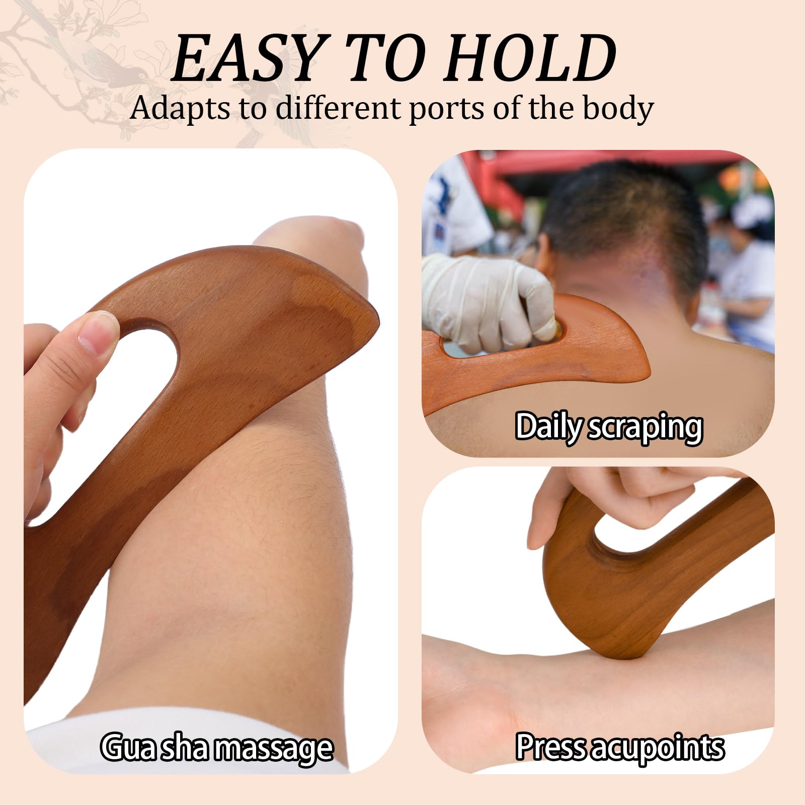 Wooden Cellulite Massager, Body Guasha Tool Lymphatic Drainage Massager Muscle Scraper Back Massage Tool Relieve Muscle Fatigue,