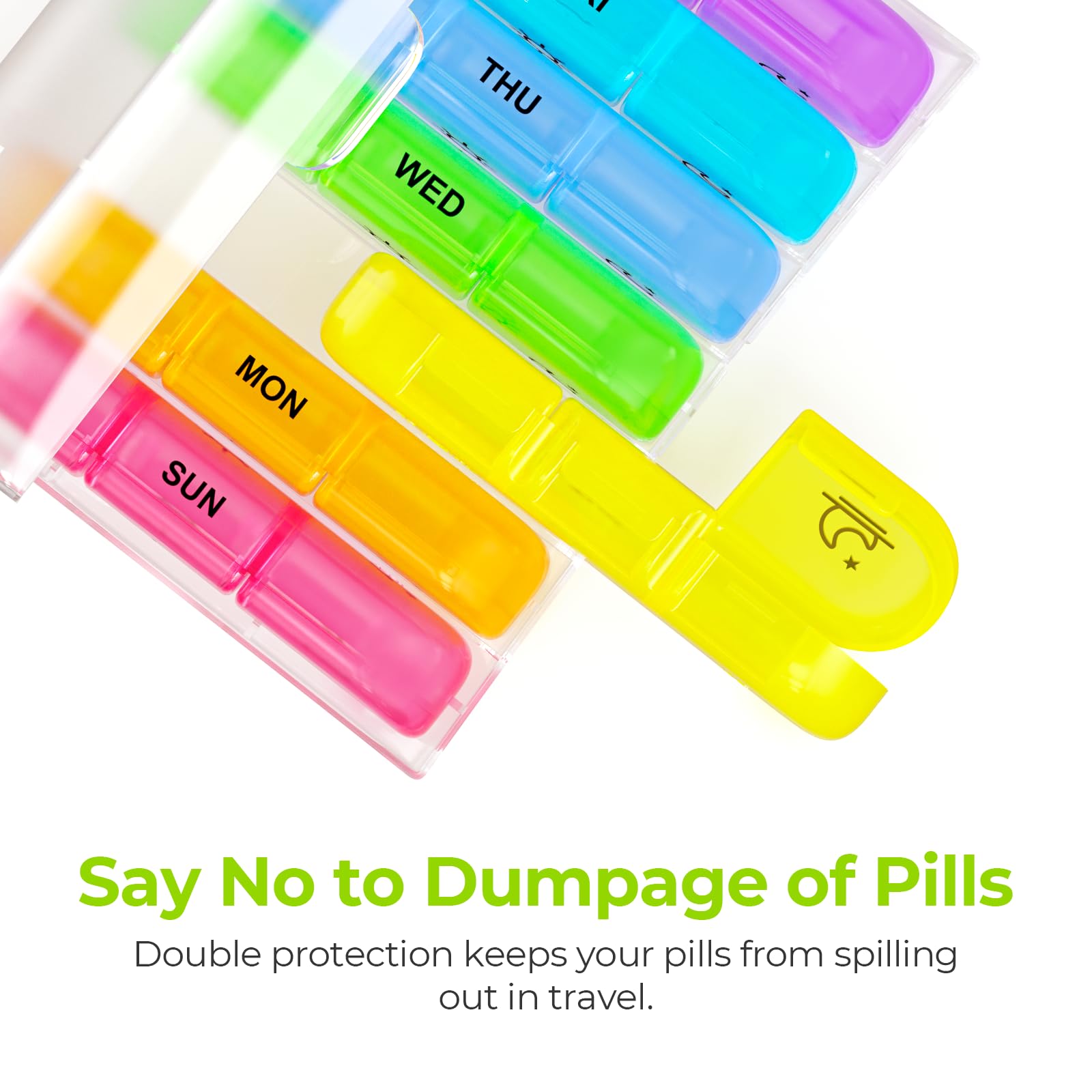 AUVON Weekly Pill Organizer 3 Times a Day, Large 7 Day Pill Box 3 Times a Day with Separate Container, Portable Pill Case for Me