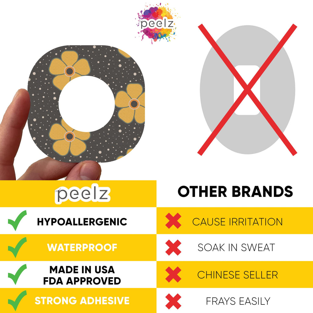 Peelz Dexcom G7 and Stelo Adhesive Patches 15 Pack - US-Made Waterproof CGM Sensor Patches for 15+ Days - Sensitive Skin Diabeti