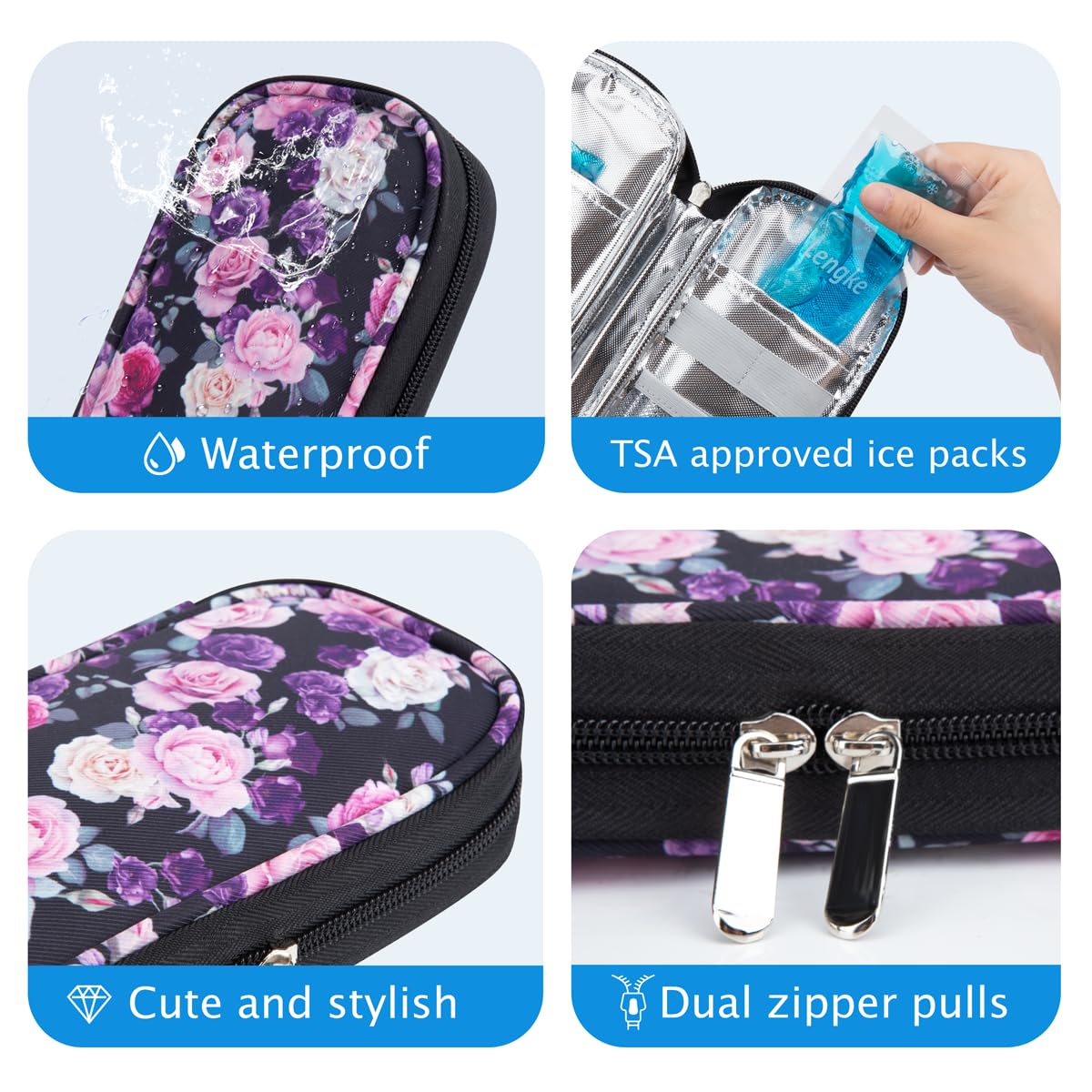 YOUSHARES Insulin Cooler Travel Case - Diabetic Insulated Organizer Portable Cooling Bag for Insulin Pen and Medication Diabetic