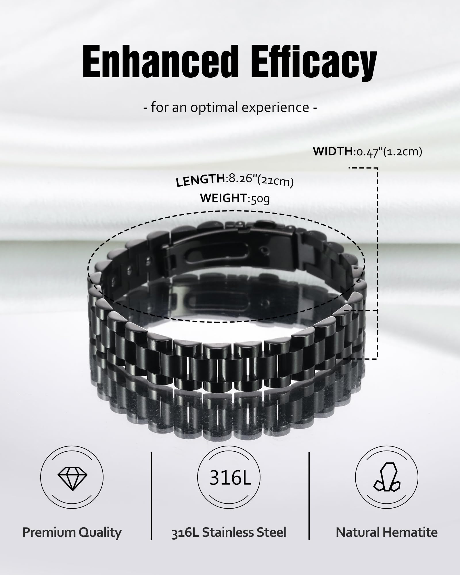 Jecanori Ultra Strength Magnetic Bracelets for Men - Men's Hematite Bracelet, Jewellry Gift with Sizing Tool for Perfect Fit