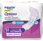 Equate Options Women s Incontinence Pads, Ultimate Absorbency, Long Length (51 Count) with IncrediShop Gift Bookmark