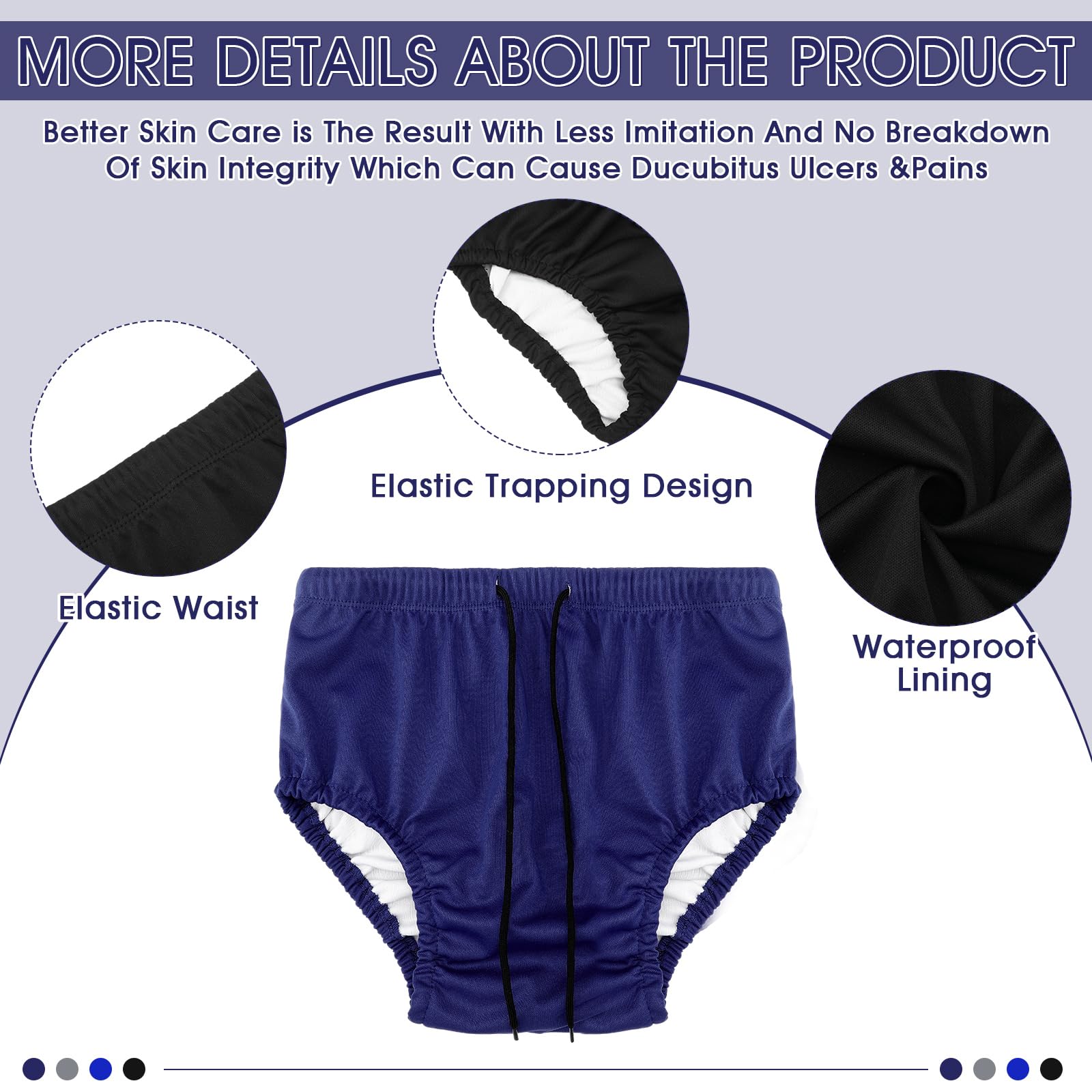 Cutecrop 4 Pcs Reusable Adult Swim Diapers Washable Cloth Diapers Leakproof Special Needs Swimwear for Incontinence Swimmers(Lar