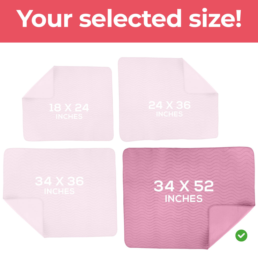 Utopia Bedding Washable Underpads 34 x 52 (Pack of 4), Waterproof Reusable Heavy Absorbency Incontinence Bed Pads for Adults, Ki
