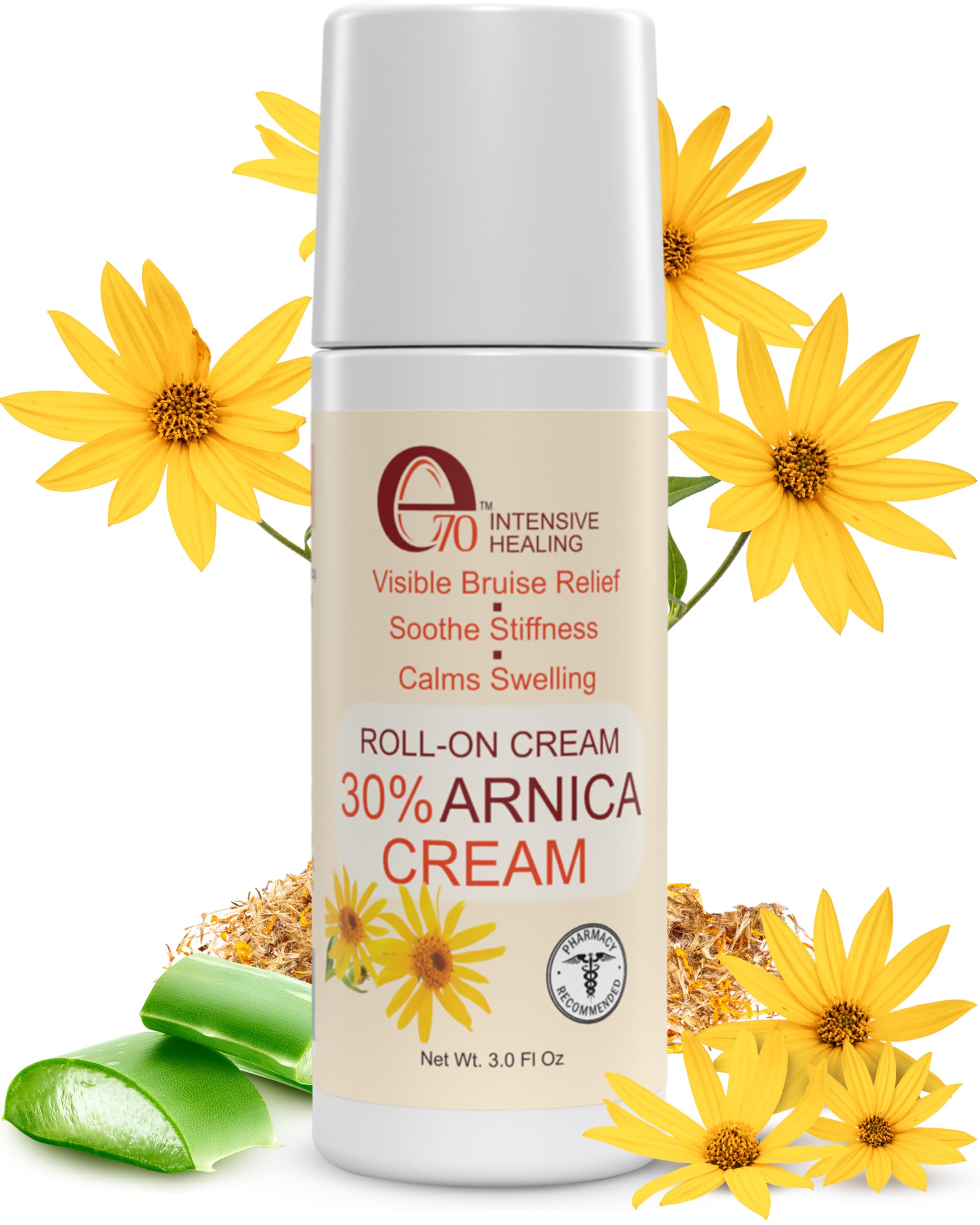e70 Arnica Roll On - Arnica Cream to Remove Bruises & Soothe Sore Muscles & Joints with 30% Arnica Montana, Hyaluronic Acid & L-