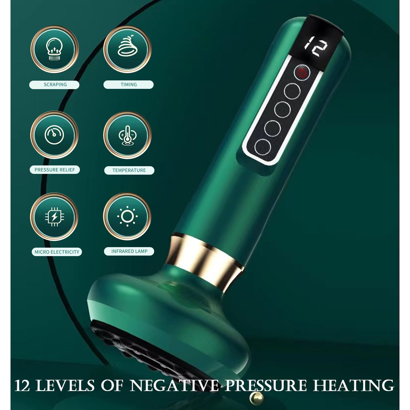 Electric Anti Cellulite Massage Tool, Handheld Cellulite Massager, Suction Massage with 12 Modes, Intelligent Cupping Massager f