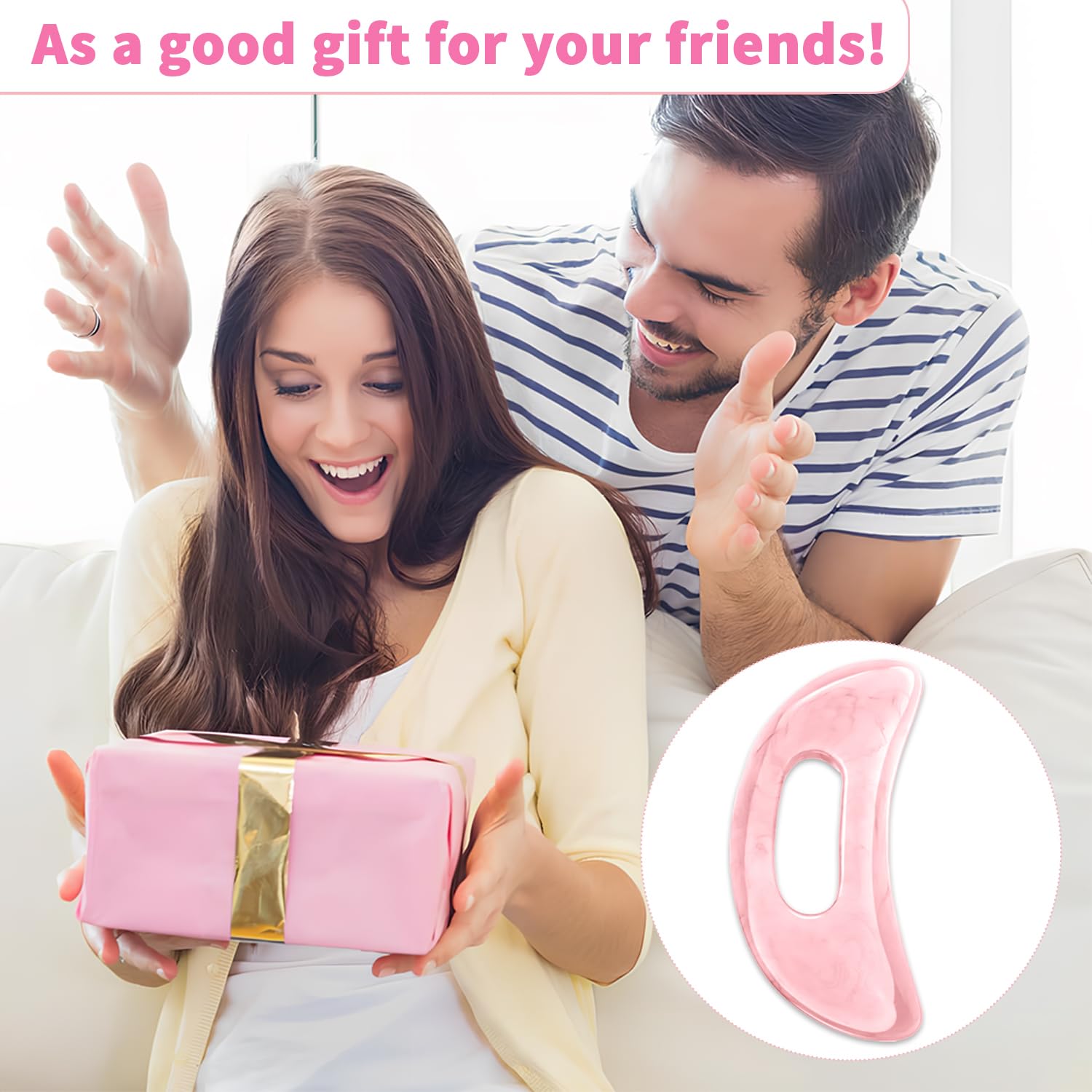 Qiifaiikooii Large Gua Sha Massage Tool for Body Back,Lymphatic Drainage Anti Cellulite,Resin(Pink/7.1In)
