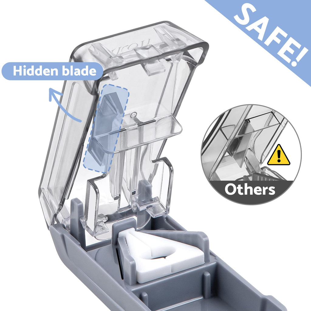Fullicon Pill Cutter for Small or Large Pills, Pill Splitter with V-Shape Holder, Medicine Slicer with Sharp Blade,Tablet Splitt