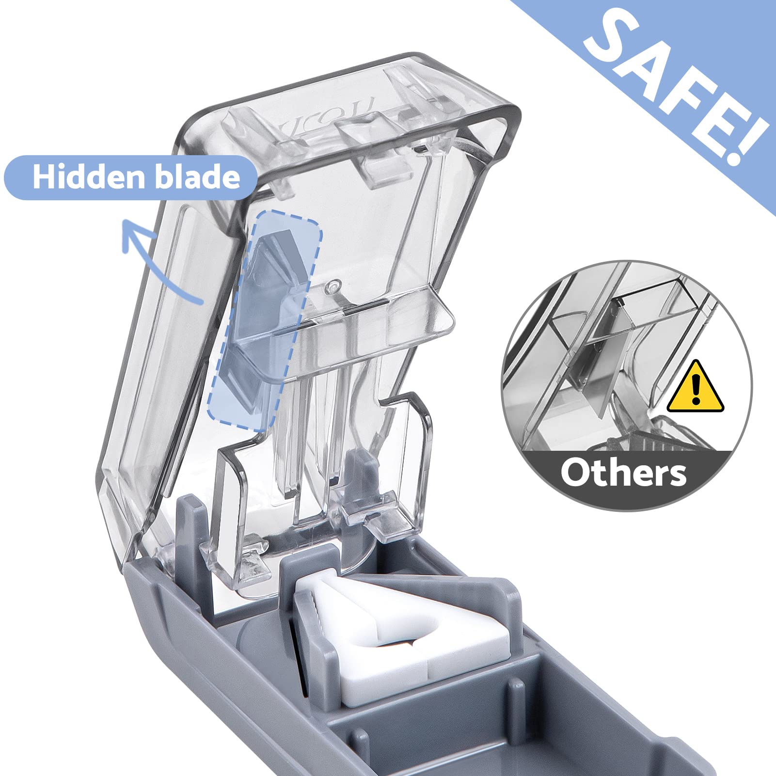 Fullicon Pill Cutter for Small or Large Pills, Pill Splitter with V-Shape Holder, Medicine Slicer with Sharp Blade,Tablet Splitt