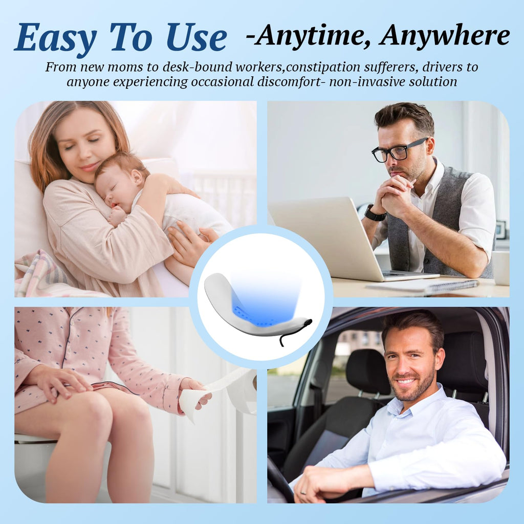 PUPCA Portable Hemorrhoids Treatment Device, Reusable Red Blue Light Therapy for Hemorrhoids, Swelling, Postpartum for Long Sitt