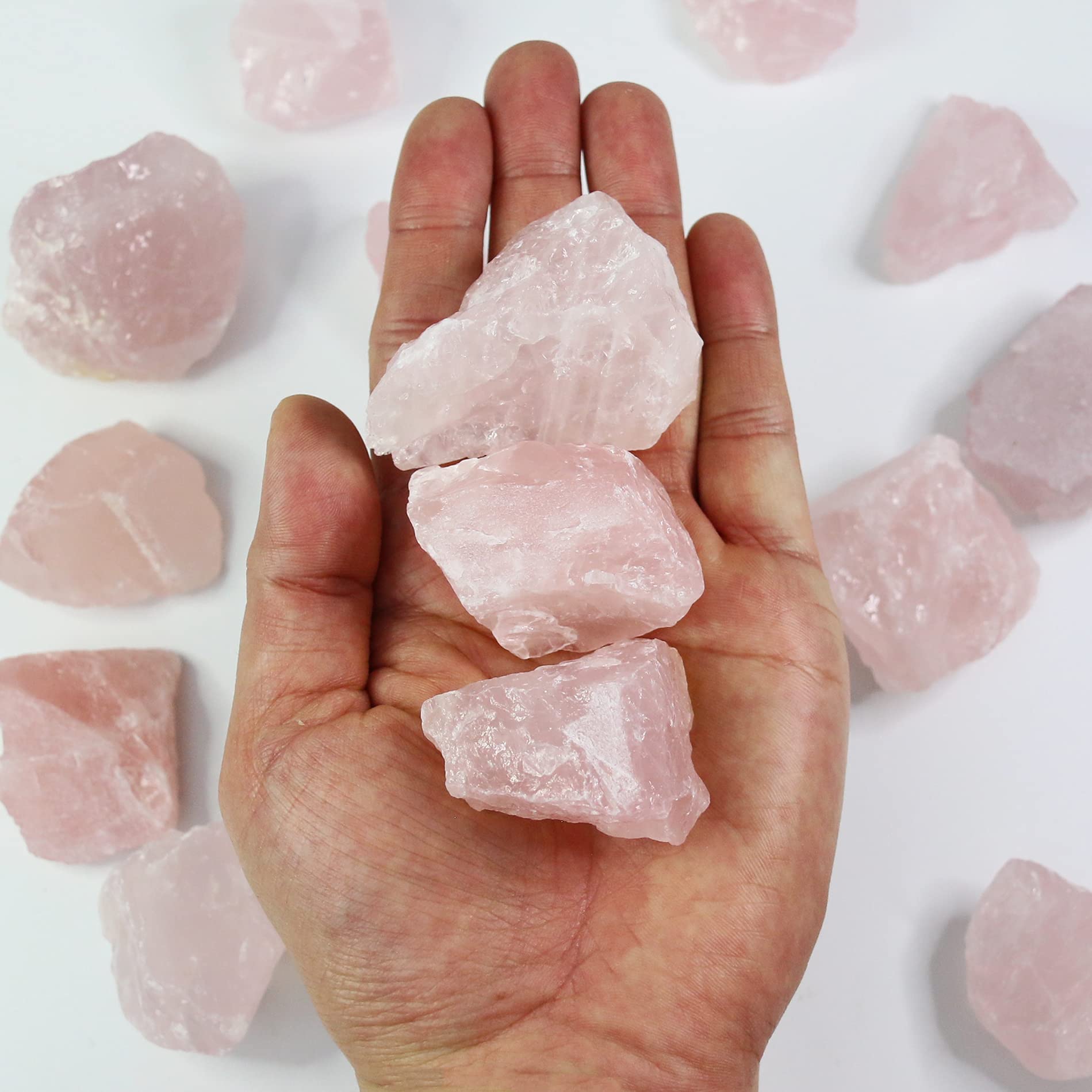 Nvzi Rose Quartz Crystals, Raw Crystals Bulk, Gem Stones Rocks Crystals, Tumbled Stones and Crystals Bulk, Rock Collection, Chak