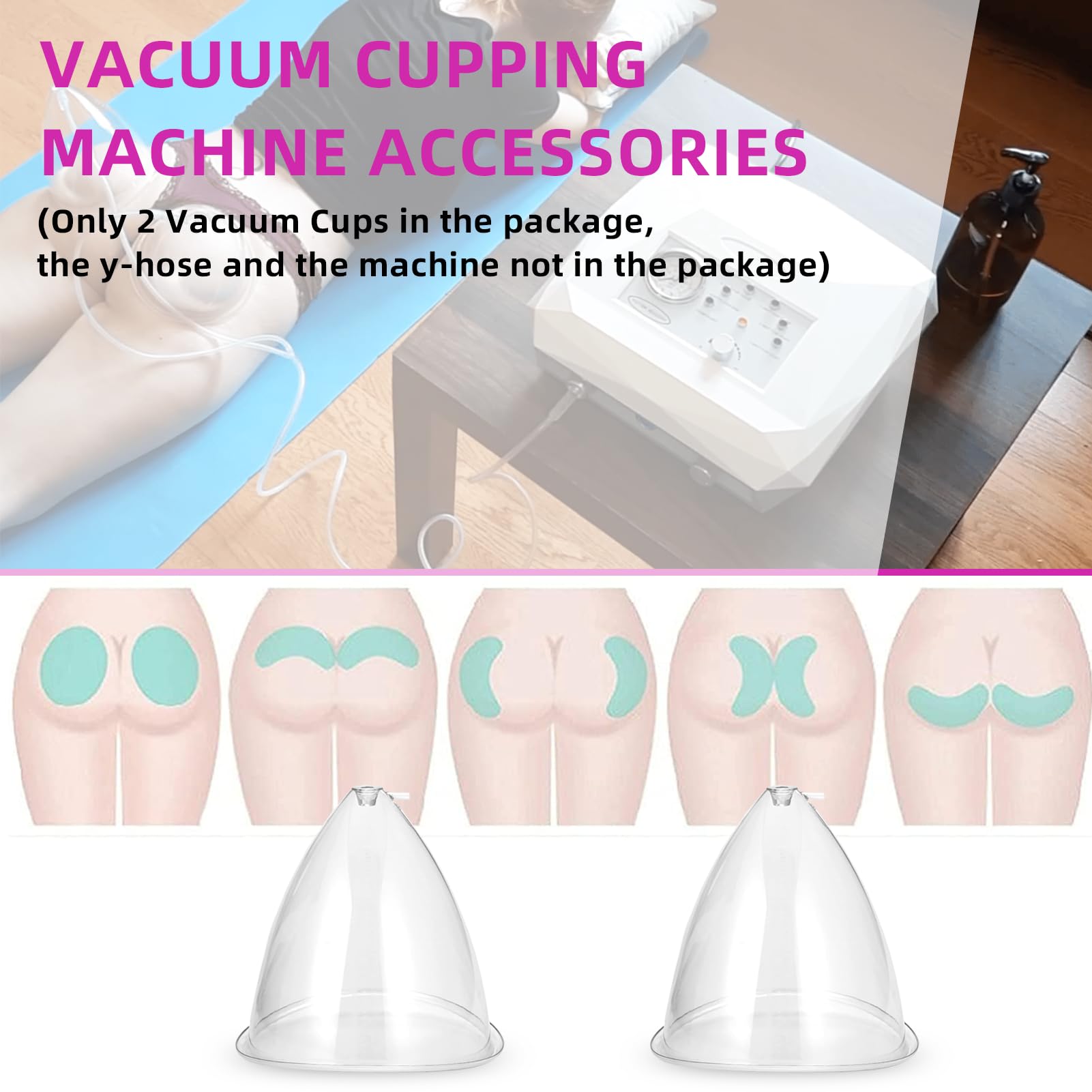 SRUIHAX 1 Pair Vacuum Cups:80,90,120,150,180,210 ML Extra-Large Butt Suction Cup Vacuum Therapy Cupping Machine Accessories for