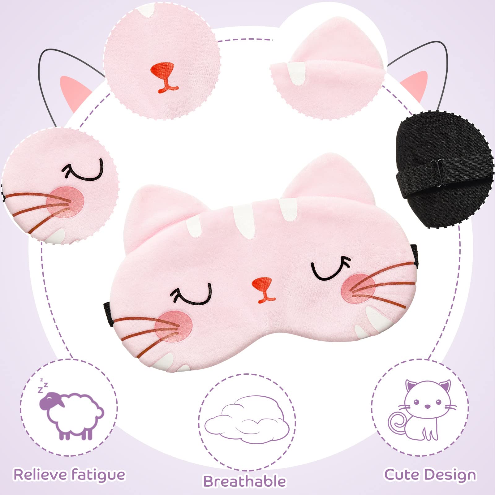 6 Pcs Sleep Mask for Kids Cute Animal Sleeping Eye Cover Soft and Lightweight Eyeshade Kawaii Sleep Mask Funny Animal Cat Blindf