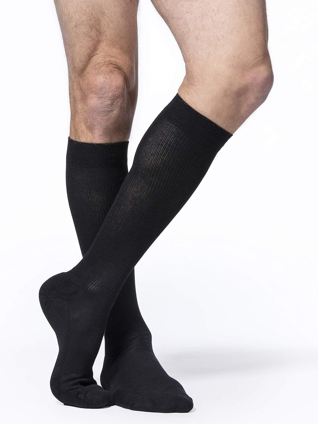 SIGVARIS Mens Motion Cushioned Cotton 360 Closed Toe Calf-High Socks 20-30mmHg - Black - Extra Large Long