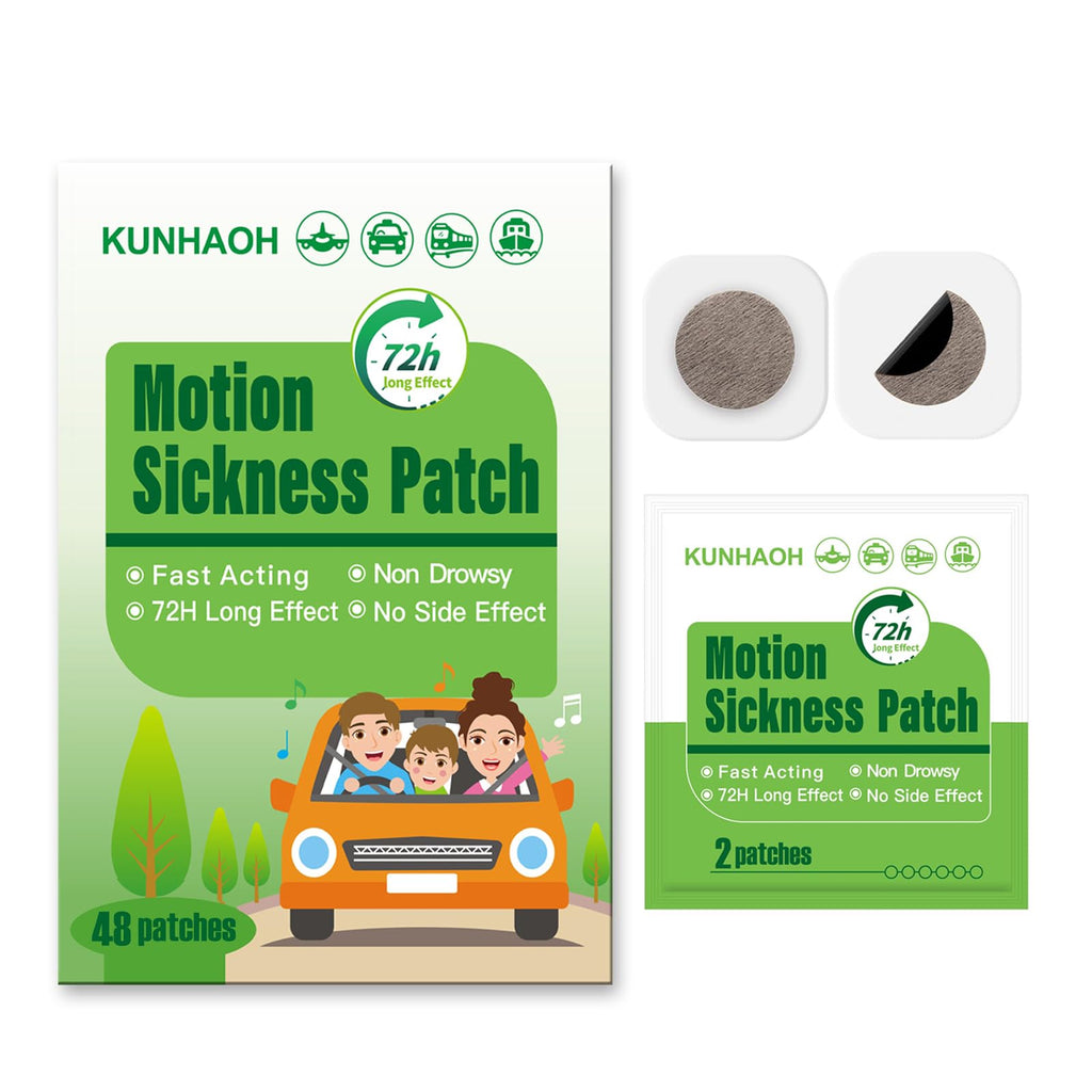 KUNHAOH Motion Sickness Patches, Sea Sickness Patch with Waterproof and Non Drowsy 48 Count
